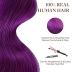 GOO GOO Tape in Hair Extensions Human Hair, Purple, 16inch 25g 10pcs, Colored Tape ins Human Hair Extensions, Silky&Soft Invisible Tape Ins, Hair Highlighted for Party