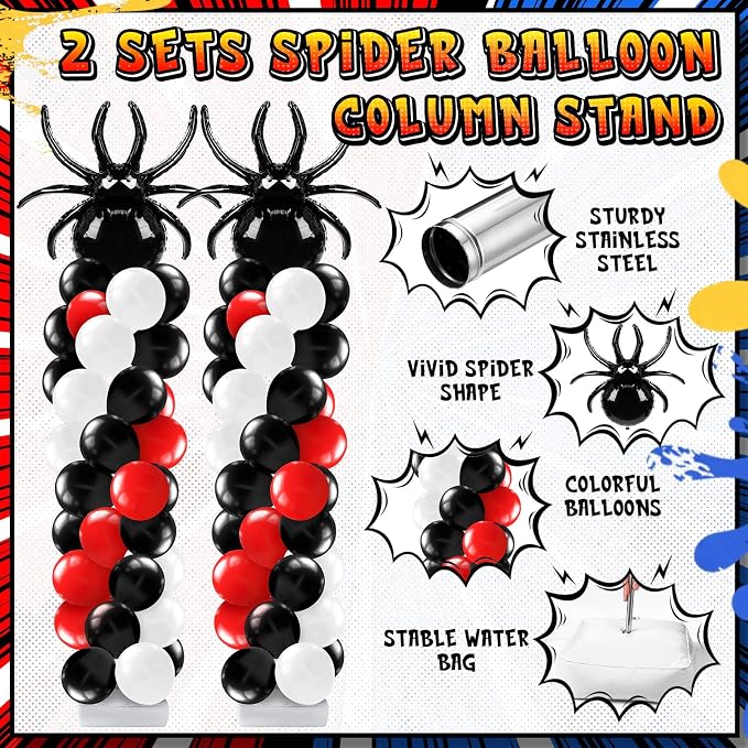 Kasyat 2 Sets Spider Party Balloon Column Stand Kit Adjustable Spider Balloon - Image 4