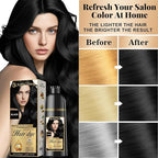 Herbal Hair Dye Shampoo 3-in-1 Vegan Color for Gray Hair - Ammonia-Free for Men & Women – Beard & Hair Coloring – Instant Gray Coverage Champú Para Canas Mujer & Hombre (BLACK)