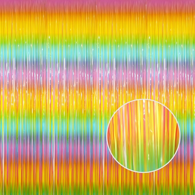 GOER 3.2 ft x 8.2 ft Metallic Tinsel Foil Fringe Curtains Party Photo Backdrop by GOER