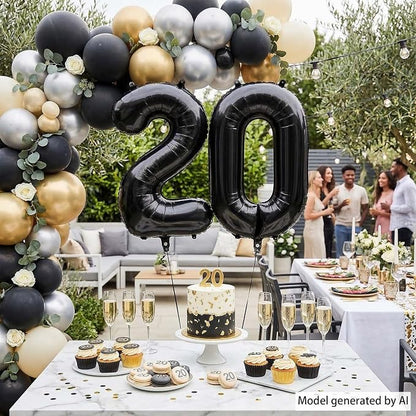 Black Number 20 Balloon 40 Inch, Foil Numeral - Image 3
