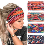 DRESHOW Wide Headbands for Women Knotted Turban Hairbands Boho Head Bands for Women's Hair Non-Slip Yoga Workout Hair Accessories 4 Pack