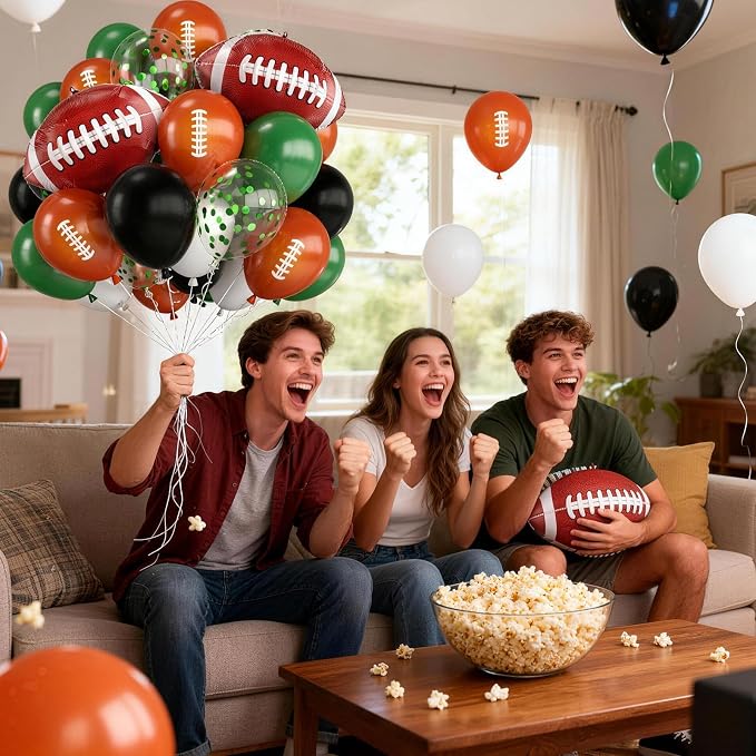 Football Balloons, 12 Inch Dark Green Black White Football Printed Balloons - Image 6