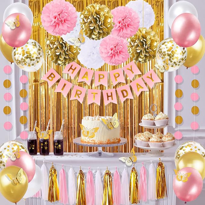 Pink and Gold Birthday Party Decorations - Image 6