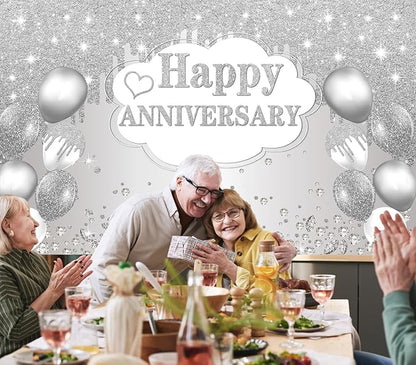 Silver Anniversary Banner, 10th-60th Wedding Anniversary Decorations, 72 x 44 - Image 3