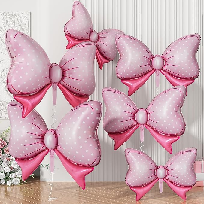 Pink Bow Balloons Different Sizes by Togvu