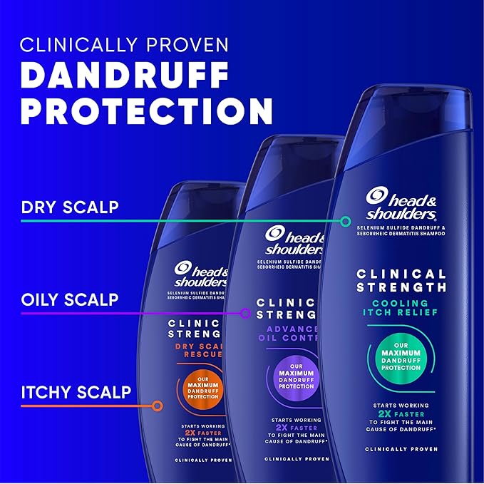 Head & Shoulders Anti-Dandruff Shampoo, Clinical Strength Advanced Oil Control Twin Pack, 1% Selenium Sulfide, Seborrheic Dermatitis Relief, Oily Scalp, 13.5 fl oz Each