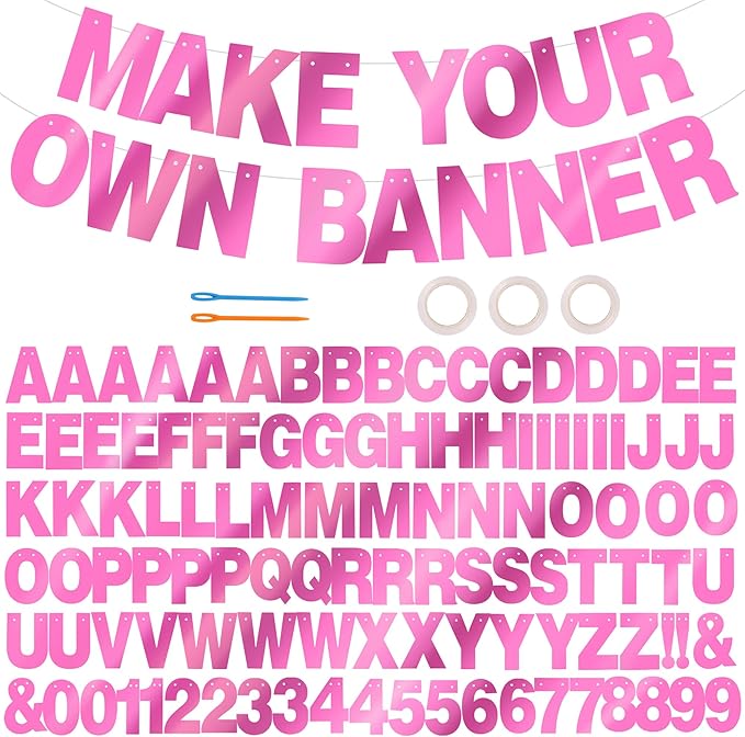 BEISHIDA Double-sided Pink 116PCS A-Z DIY Letter Custom Banner Party Decor | by Beishida