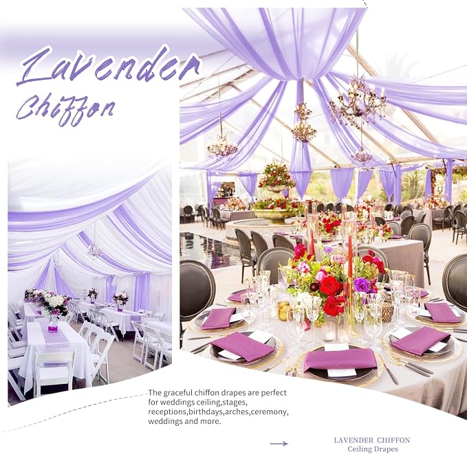 Purple Ceiling Drapes for Wedding 5ftx10ft Arch Draping Fabric Sheer Curtains - Image 6
