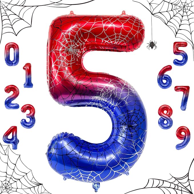 40 Inch Spider Number 5 Foil Balloons by TNCDJKPA