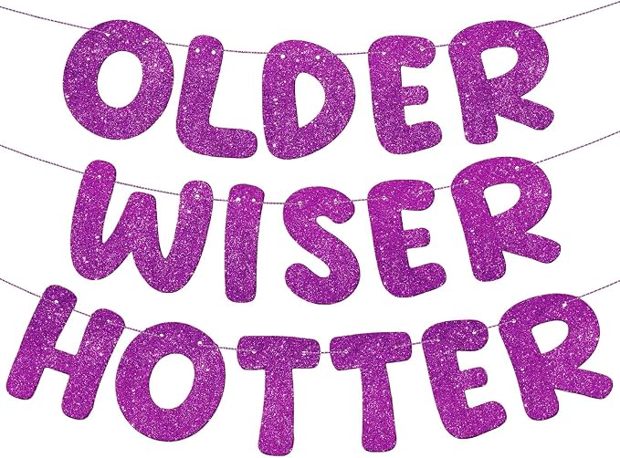 Fulmoon Set of 3 Pre Strung Older Wiser Hotter Glitter Banner Funny Birthday by Fulmoon