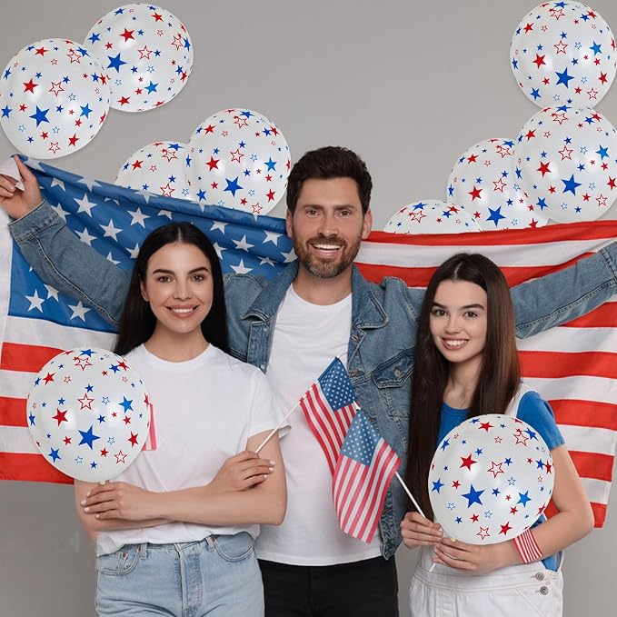 12 Inch Printed Star White Balloons - Image 3
