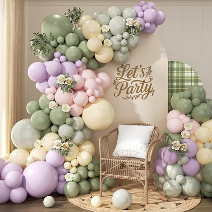 Pastel Balloon Arch Garland Kit 154pcs, Double Stuffed Light Green Sage Green by PTGOLUO