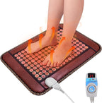 Natural Blue Jade Heating Pad, Infrared Heating Pad, Far Infrared Heating Pads with Travel Bag and Chair Strap, Smart Controller with Memory Function, Auto Shut Off (Brown, 25 in x 18 in)