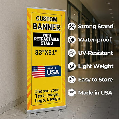 DreamController Custom Retractable Banner 33x81 | Personalized Roll Up Banner - Image 5
