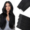Sindra Invisi Edge Tape in Human Hair Extensions, Jet Black Invisible Seamless Hair Tape in Extensions 22 Inch 20pcs 60g/pack