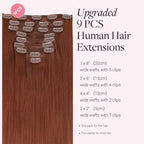 GOO GOO Clip in Hair Extensions Real Human Hair, Remy Human Hair Extensions Clip ins for Women, Natural Human Hair, 22inch 150g 9 Pcs, #33B Dark Auburn Copper