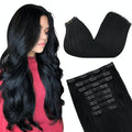 GOO GOO Clip in Hair Extensions Real Human Hair, Remy Human Hair Extensions Clip ins for Women, Natural Human Hair, 24inch 220g 9Pcs, #1 Jet Black
