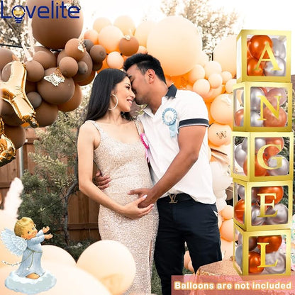 Baby Boxes with Letters for Baby Shower, 5 Clear Balloon Boxes with 78 Letters - Image 3