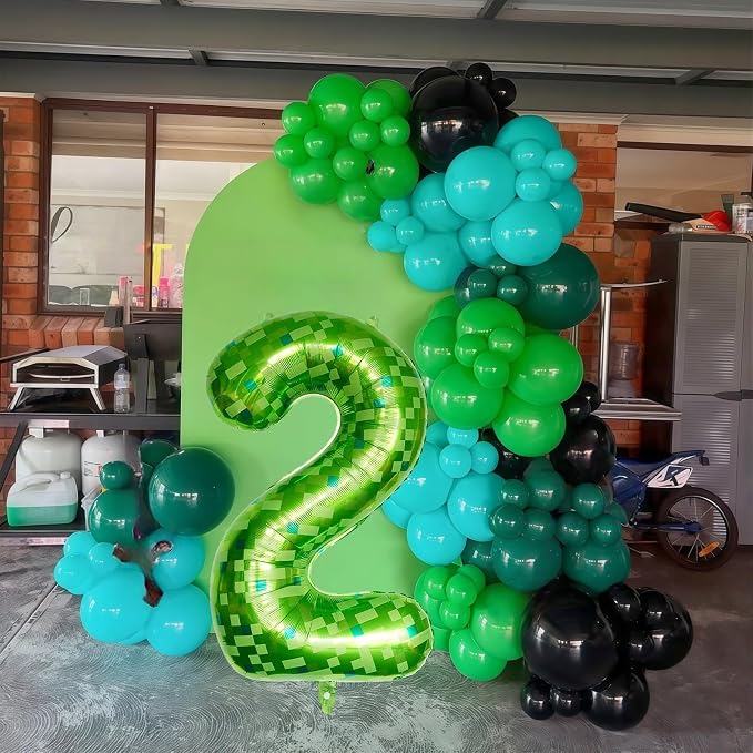 Number 2 Balloons 40 Inch, Gaint Cartoon Lime Green Pixel 2 Balloon Number - Image 5