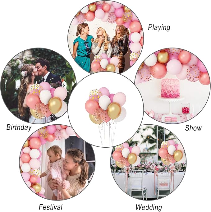 Amandir 164Pcs Rose Gold Pink Balloons Garland Arch Kit | Light Pink Gold White - Image 5