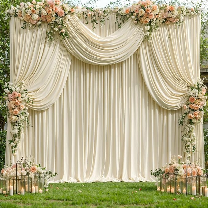 10x12 Backdrop Curtains for Wedding Party Wrinkle Free Beige Backdrops Curtain - Image 3