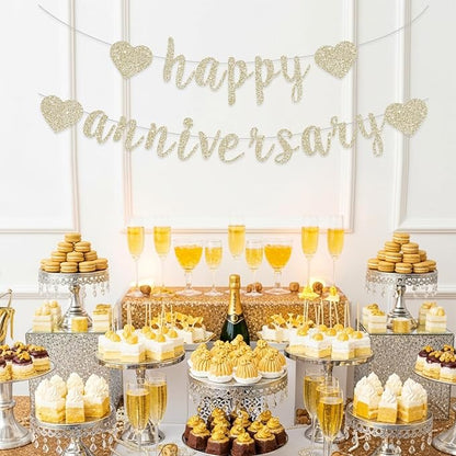 BEISHIDA Glitter Pre-Strung Champagne Happy Anniversary Banner Decoration | NO - Image 5