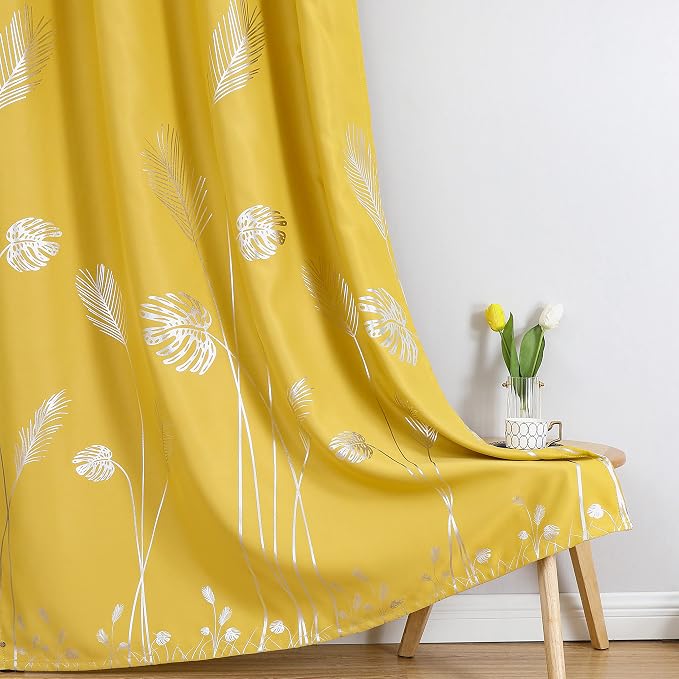 Yellow Room Darkening Curtains 63 Inches Long - Image 7