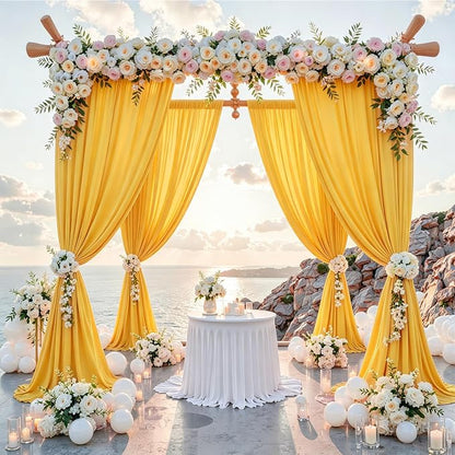 40 ft x 10 ft Wrinkle Free Yellow Backdrop Curtain - Image 2