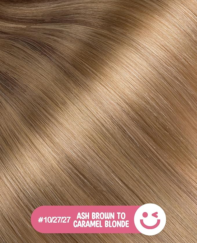 Youngsmile Invisible Tape in Hair Extensions Human Hair Balayage #10/27/27 Golden Brown to Caramel Blonde 20pcs 35g 16 Inch Injection Tape in Hair Extensions Human Hair (#10/27/27,16'')