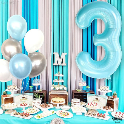 KatchOn Light Blue Number 3 Balloon 40 Inch | Blue 3 Balloon Number - Image 8