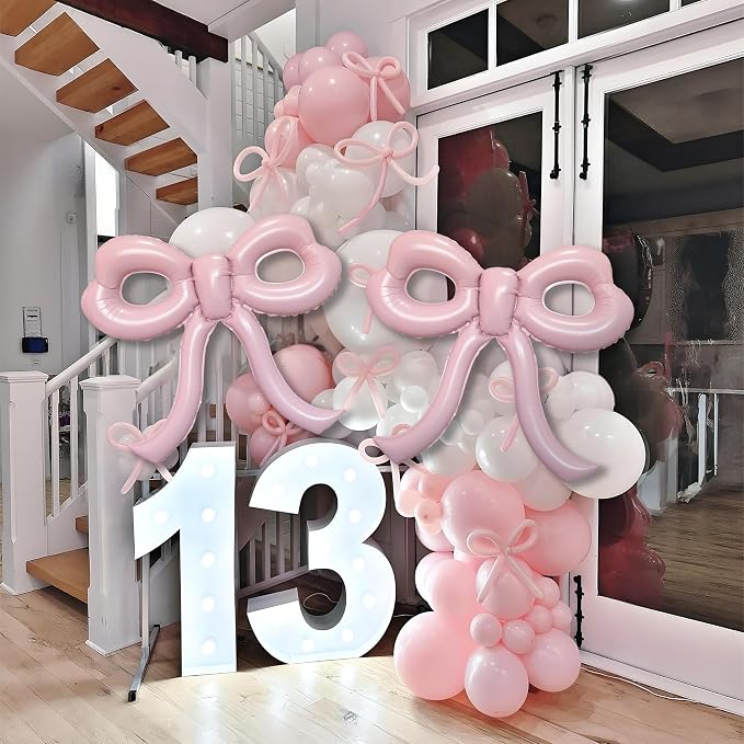 4 Pcs Light Pink Bow Balloons Bow Party Decorations - Image 7