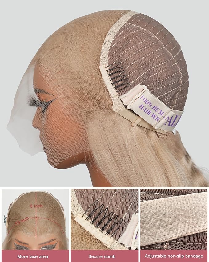 Alididi Ash Blonde Wig Human Hair 180% Density Milk Tea Ash Blonde Wig 13x6 Body Wave Hd Thin Lace Front Wigs Human Hair Full And Thicker Pre Plucked Pre Cut Natural Hairline With Baby Hair 20 inch