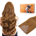 DOORES Seamless Clip in Hair Extensions - Medium Auburn, 22 Inch, 150g, 7pcs - Invisi Edge, Human Hair, Natural, Straight, Long