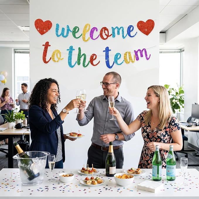 BEISHIDA Welcome to The Team Banner, NO DIY, Office Party Decorations - Image 4