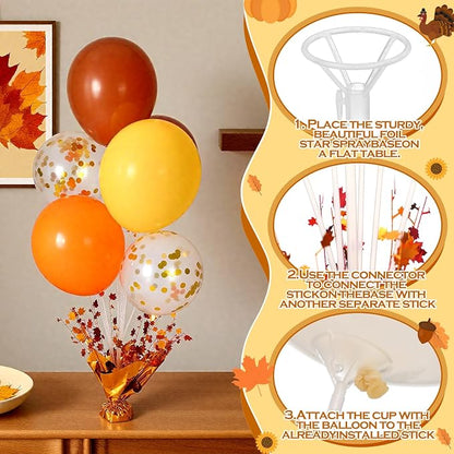 Civaner Thanksgiving Turkey Party Balloons Stand Kit 6 Sets, 36 Latex & 6 Foil - Image 4