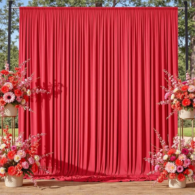 Wrinkle Free Red Backdrop Curtains by ENJOYYOURPARTY