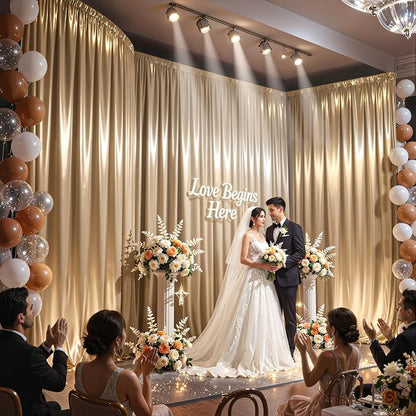 20x10ft Champagne Gold Glitter Backdrop Curtain - Image 2