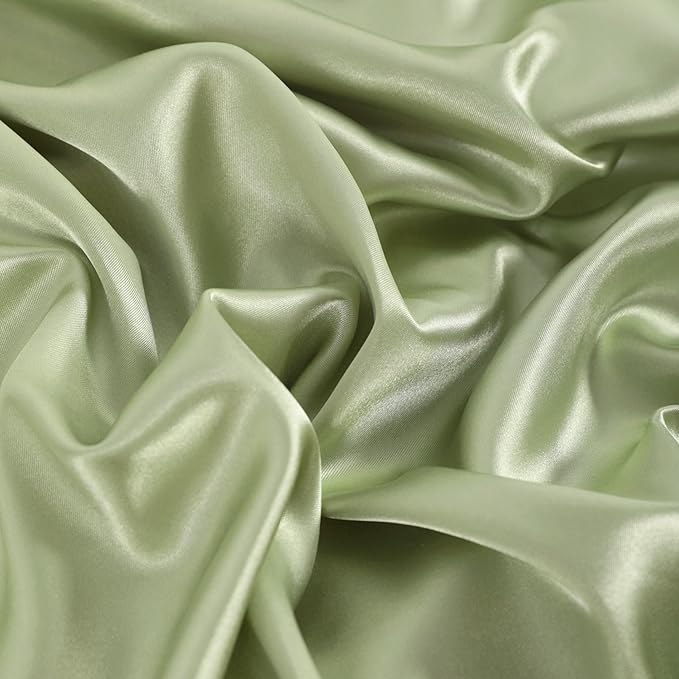 NTBAY 12 Pack Satin Queen Pillowcases for Hair and Skin, Luxurious and Silky Pillow Cases with Envelope Closure, 20 x 30 Inches, Sage Green