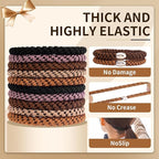 10 Pcs Hair Tie, Ties for Thick Hair, Elastic Bracelet Hair Ties with Strong Hold, Classic Thick Braided Hair Tie Bracelets for Women, Soft Hair Ties for Ponytail (Multicolor)