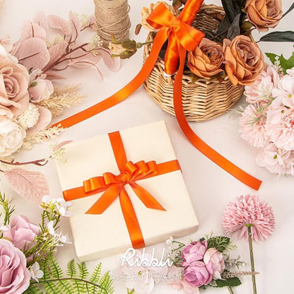 Ribbli Torrid Orange Satin Ribbon 5/8 inch x Continuous 25 Yards, Double Faced - Image 2