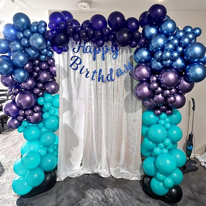 Black Purple Blue Balloons Garland Arch Kit, Metallic Blue Purple Teal Black - Image 3