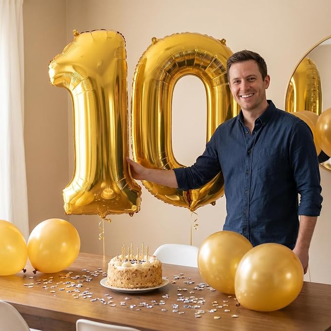 Number 10 Balloon Foil Mylar Balloons - Image 2