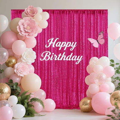 4×8FT-2PCS Fuchsia Sequin Backdrop Curtains Panels, Photography Backdrop - Image 7