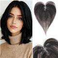 Hair Topper with Side Bangs Human Hair Curtain Bangs Topper for Women, T-part Lace Base Real Human Hair Topper Hair Piece for Daily Wear(Side Bangs,Natural Black)