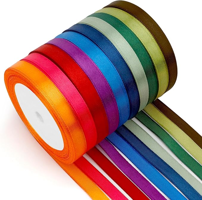 Assorted Ribbons for Flower Bouquet 10 Rolls 250 Yards 3/8 Inch Ribbon for Gift by OALCQ