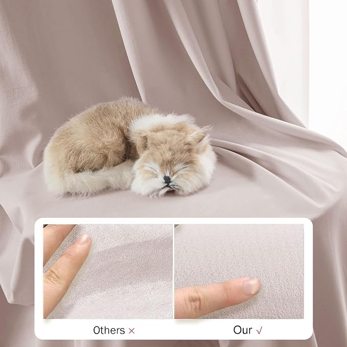 Beauoop Velvet Curtains for Bedroom Living Room Pink 52x96 2 Panels | Soft - Image 3
