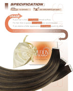Sunny Hair Tape in Hair Extensions Human Hair 20 Inch Hair Extensions Real Human Hair Tape in Extensions for Women Darkest Brown Ombre Medium Brown Balayage Remy Hair Straight Skin Weft 40pcs 100g