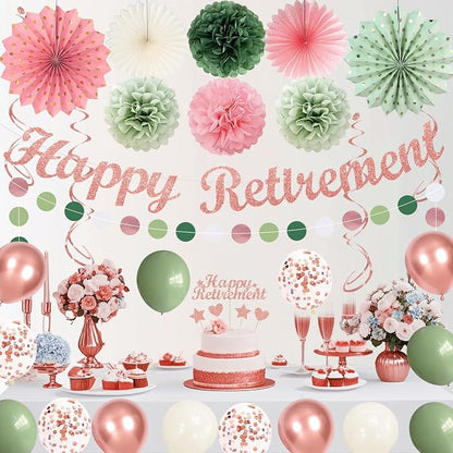 Vlipoeasn Pink Green Retirement Decorations - Image 5