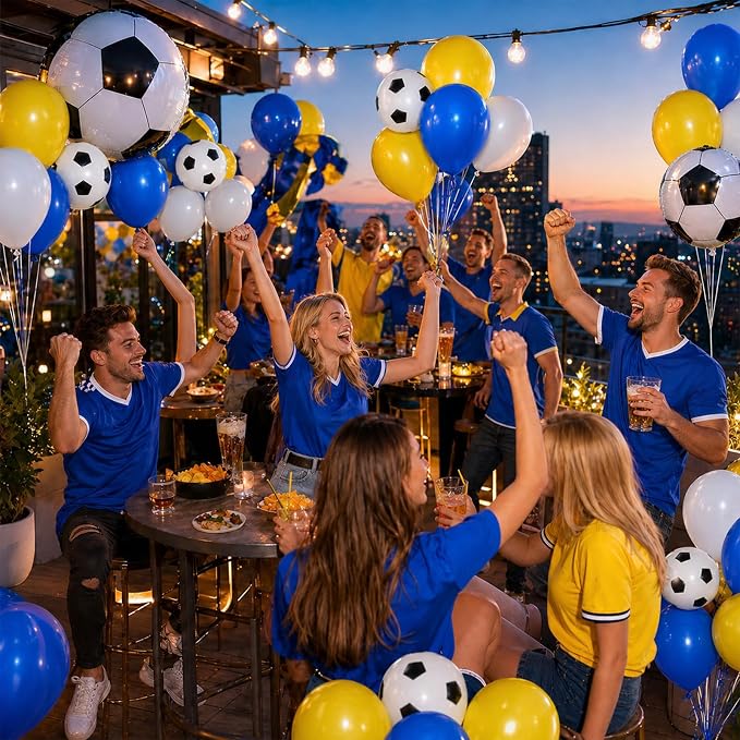 Blue and Yellow Soccer Balloons Set - Image 6